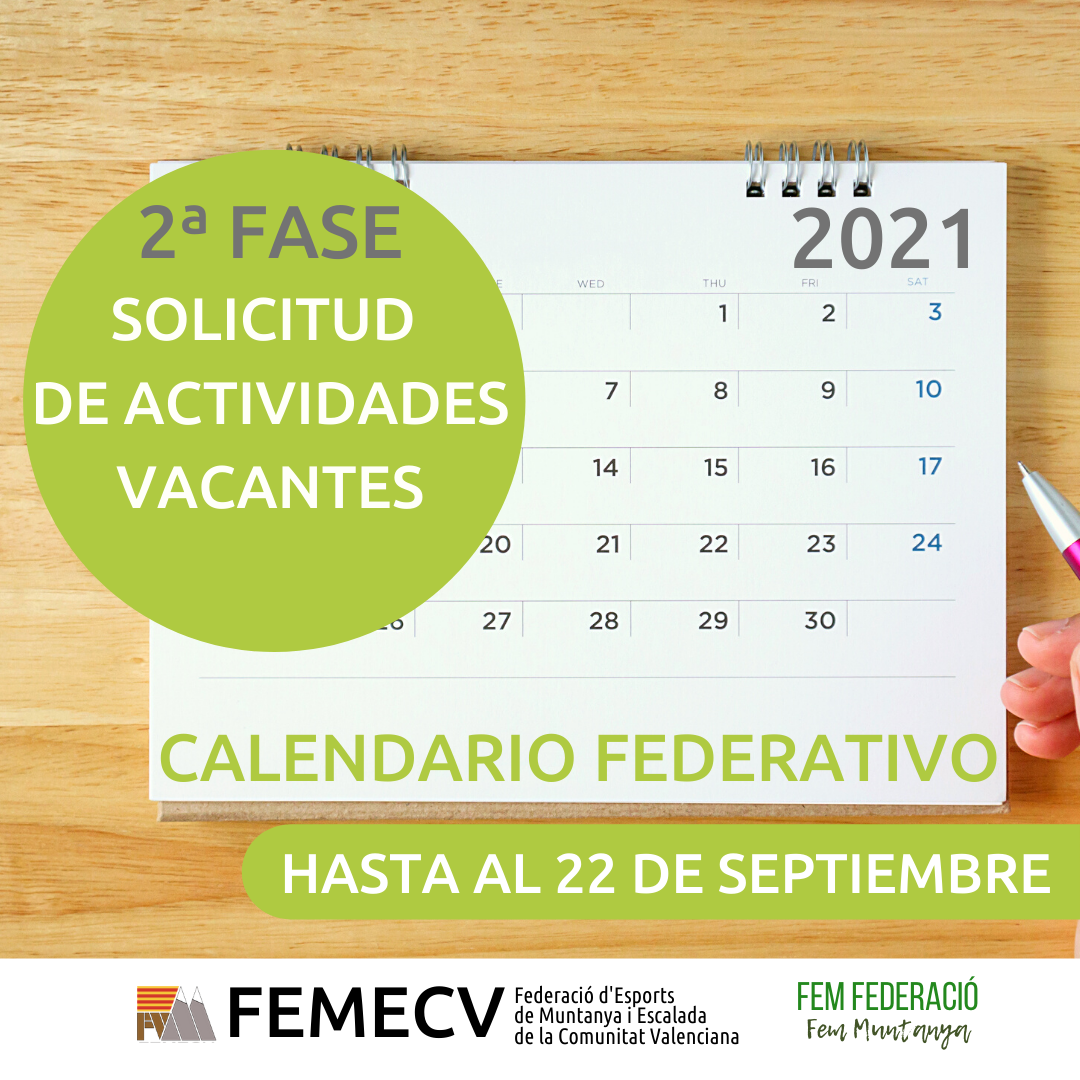 2ª Fase en la creación del Calendario de Federativo FEMECV ...